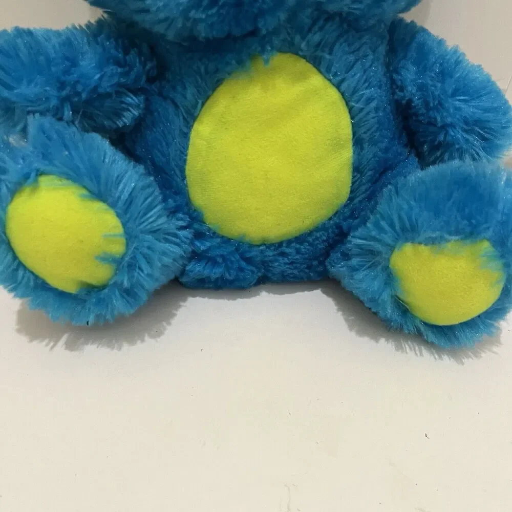 Peek A Boo Teal Blue Lime Green Fuzzy Teddy Bear Plush 10